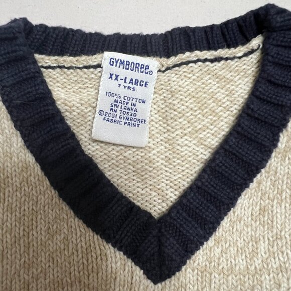Vtg Gymboree Boys Sweater Vest Striped Knit Sleeveless Top 100% Cotton XXL 7yrs - Picture 2 of 3
